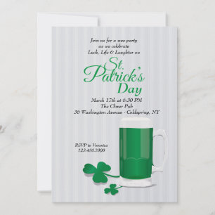 St. Patrick's Day-Einladung mit grünem Bier Einladung