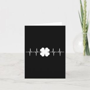 St Patricks Day Ekg Herzschlag Kleeblatt Vier Leaf Karte