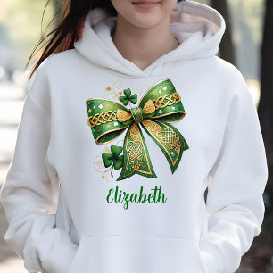 St. Patrick's Day Elegant Green Bow Hoodie