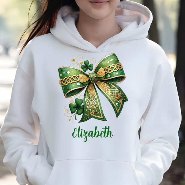 St. Patrick's Day Elegant Green Bow Hoodie (Von Creator hochgeladen)