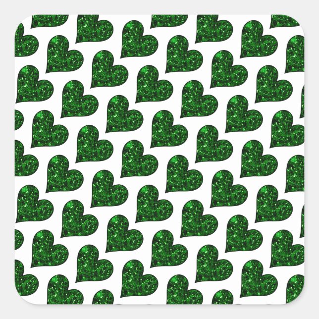 St. Patrick's Day Emerald Heart Quadratischer Aufkleber (Vorderseite)