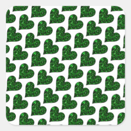 St. Patrick's Day Emerald Heart Quadratischer Aufkleber