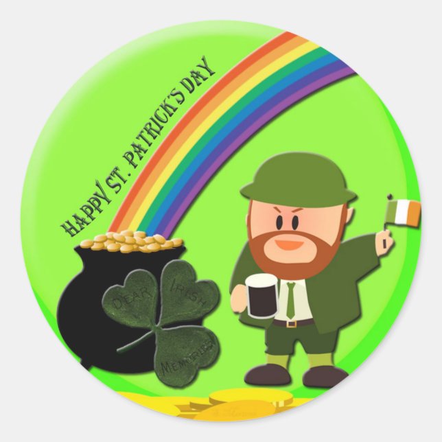 St. Patrick's Day End of Rainbow Runder Aufkleber (Vorderseite)