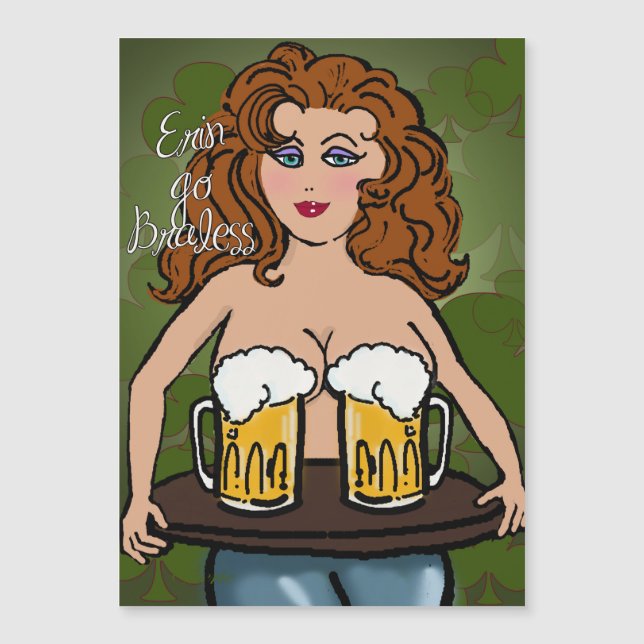 St. Patrick's Day | Erin Go Braless Magnetkarte (Vorderseite)