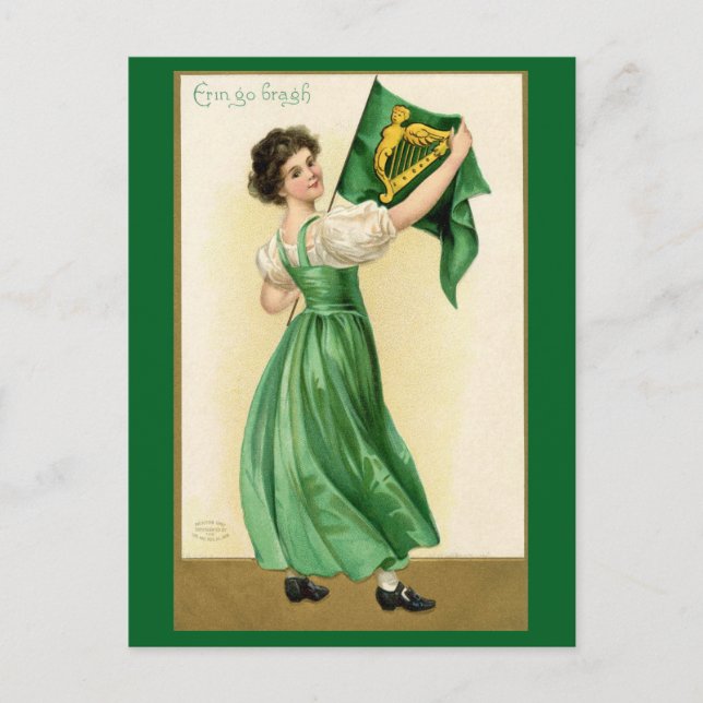 St. Patrick's Day Erin Go Vintage Lady Postkarte (Vorderseite)
