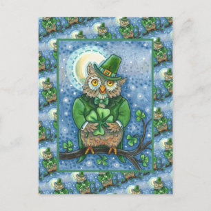 ST. PATRICK'S DAY-EULE, 4 BLATT-KLEE-KOBOLD POSTKARTE