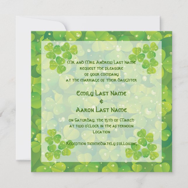 St. Patrick's Day faire-part de mariage irlandaise (Devant)