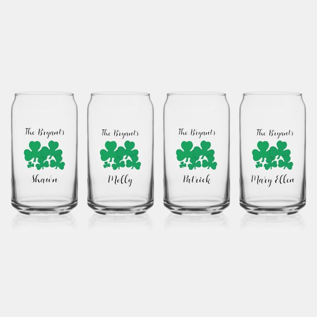 St Patrick's Day Family Personalisiertes Design Dosenglas (Vorderseite)