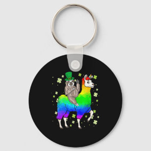 St Patricks Day Faultier Reitende Lama Kobold T-Sh Schlüsselanhänger