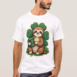 St Patricks Day Faultier Vintage Glücksklee Kunst T-Shirt