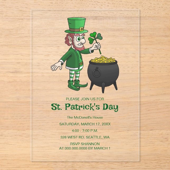 St. Patrick's Day feiern Acryleinladungen (Vorderseite)