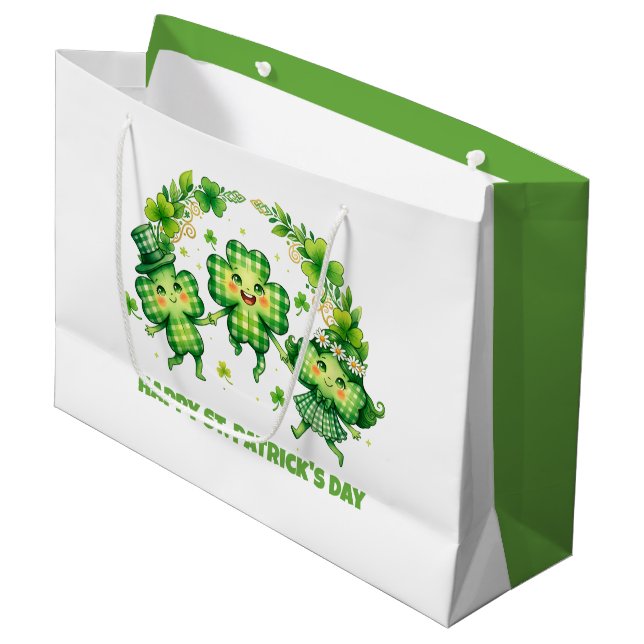 St. Patrick's Day feiern Große Geschenktüte (Vorderseite Schrägansicht)