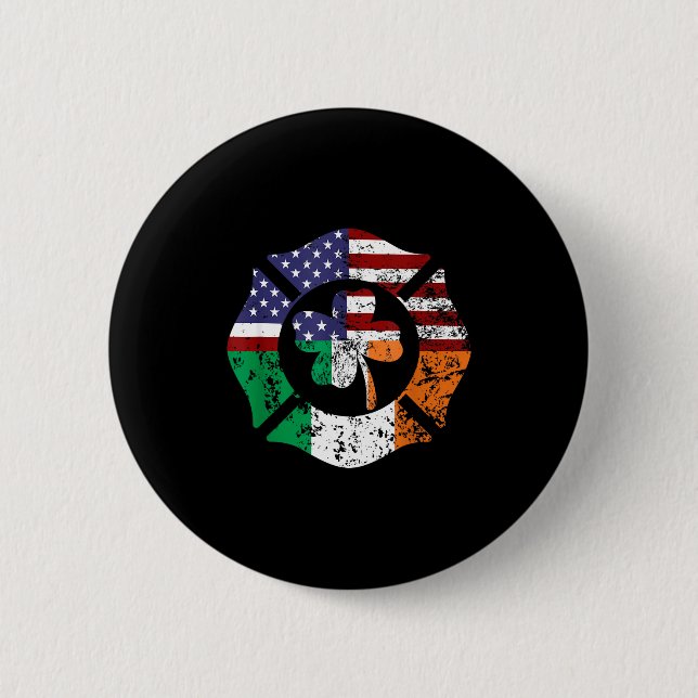 St Patrick's Day Fireman Gift Proud Firefighter Qu Button (Vorderseite)
