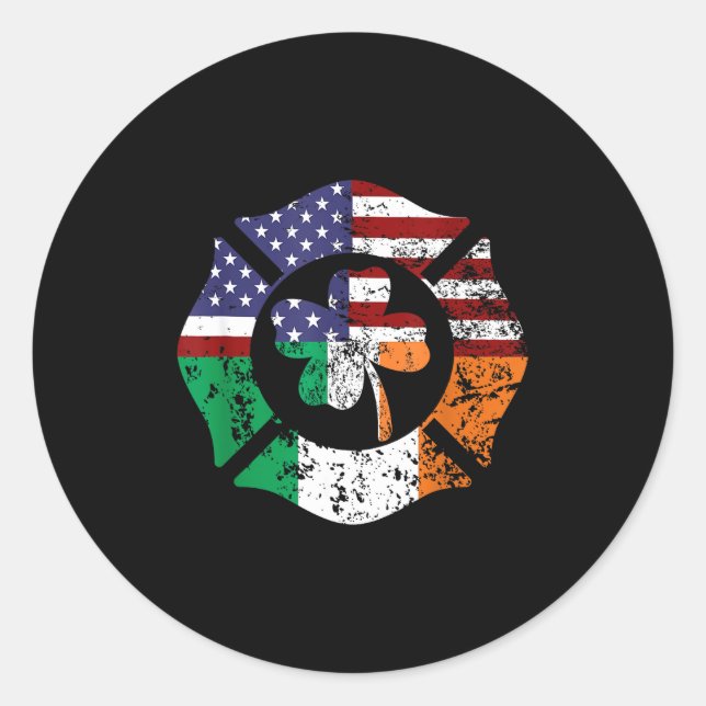 St Patrick's Day Fireman Gift Proud Firefighter Qu Runder Aufkleber (Vorderseite)