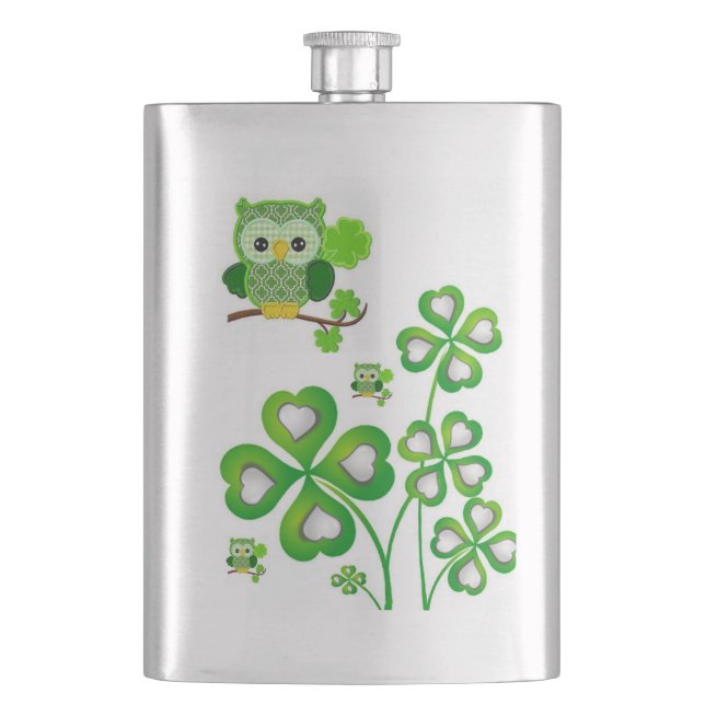 St. Patrick's Day Flakon Eule Flachmann (Vorderseite)