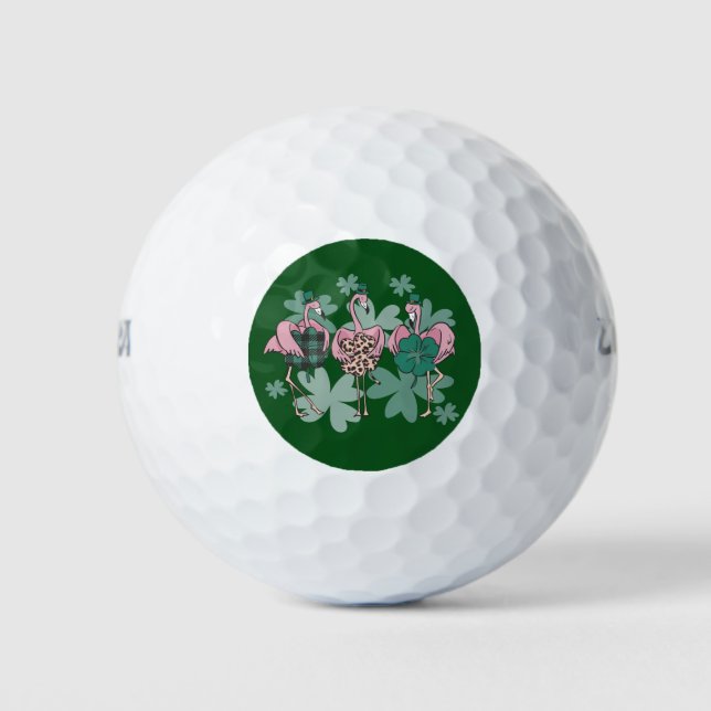 St Patricks Day Flamingo Golfball (Vorderseite)