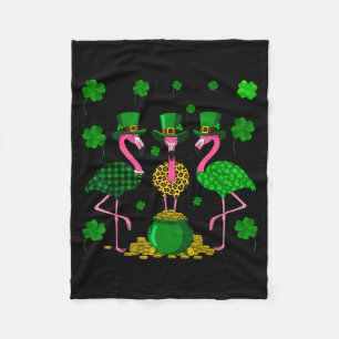 St. Patricks Day Flamingo Irisch Irland Kleeblatt Fleecedecke