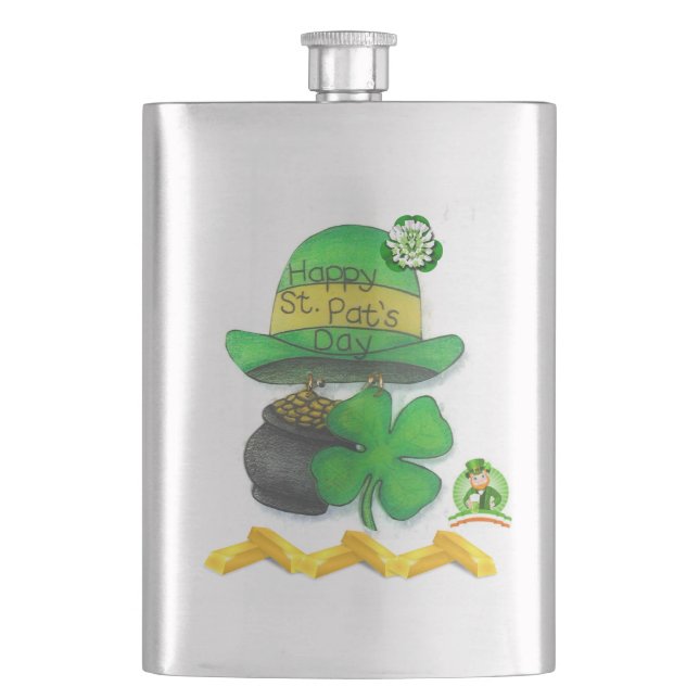 St. Patrick's Day-Flasche Flachmann (Vorderseite)