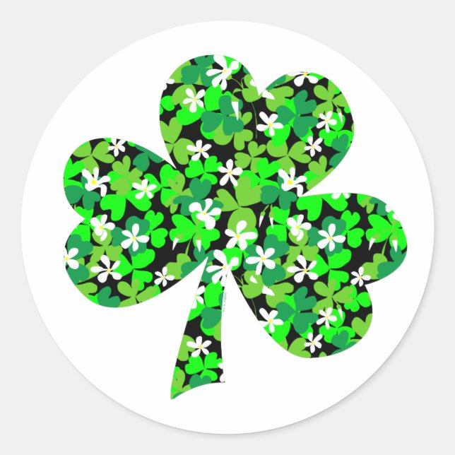 St Patrick's Day Floral Kleeblatt Runder Aufkleber (Vorderseite)