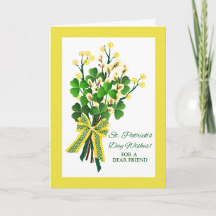 St. Patrick's Day for Friend with Shamrock Bouquet Karte