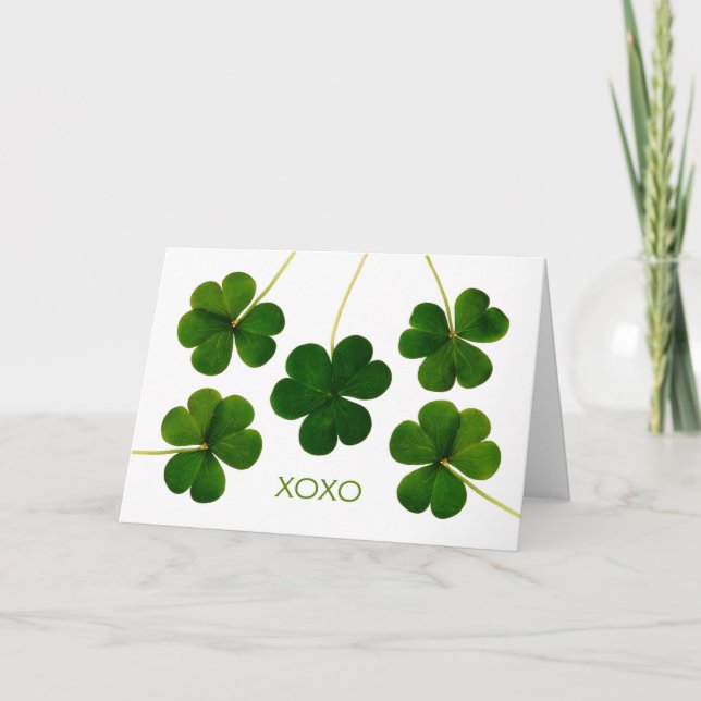 St. Patrick's Day for Partner, XOXO Kleeblatts Karte (Vorderseite)