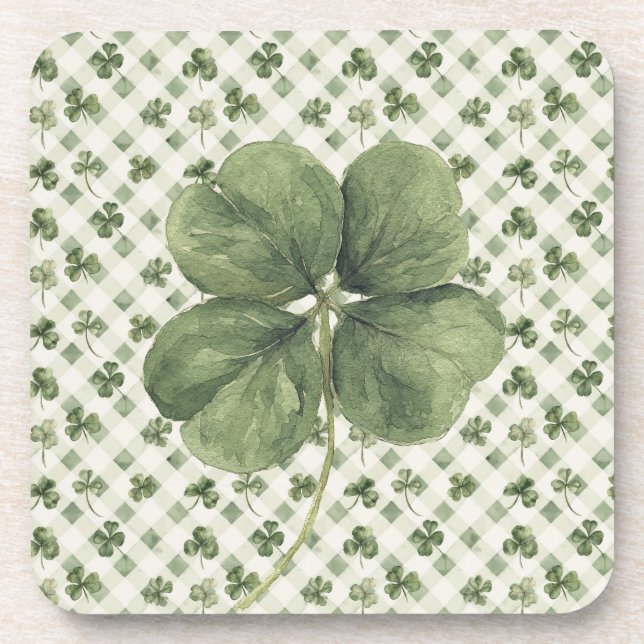  St Patrick's Day Four Leaf Clover  Getränkeuntersetzer (Vorderseite)