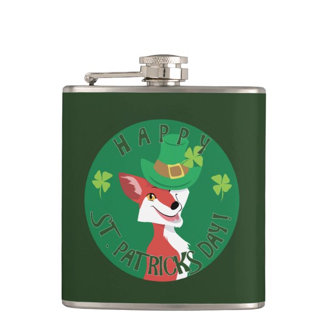 St. Patrick's Day Fox Flachmann (Vorderseite)