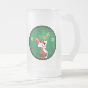 St. Patrick's Day Fox Mattglas Bierglas