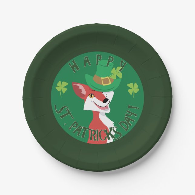 St. Patrick's Day Fox Pappteller (Vorderseite)