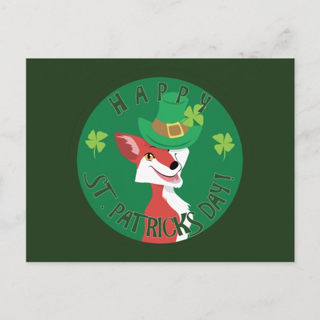 St. Patrick's Day Fox Postkarte (Vorderseite)