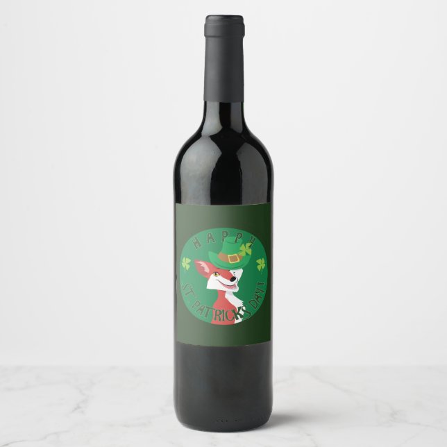 St. Patrick's Day Fox Weinetikett (Vorderseite)