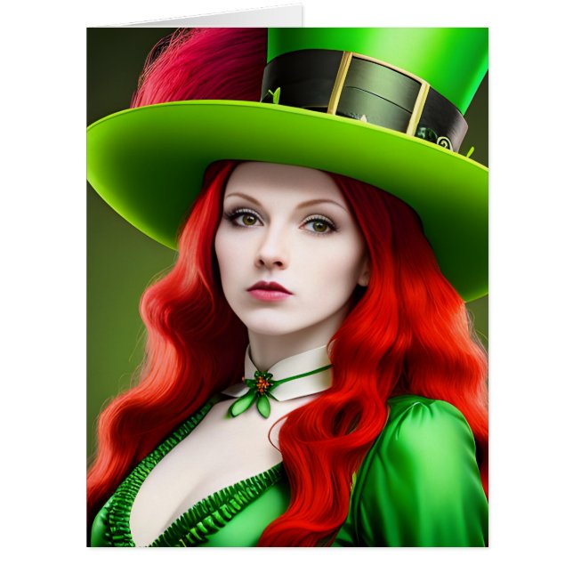 St. Patricks Day Frau mit grüner Obermütze (Vorderseite)