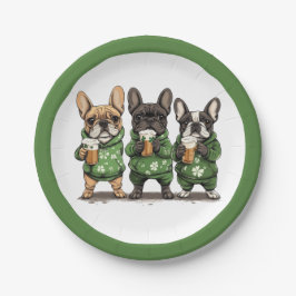 St. Patrick's Day French Bulldogs Pappteller