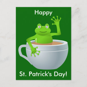 St. Patrick's Day Frog im Tee Cup Postkarte