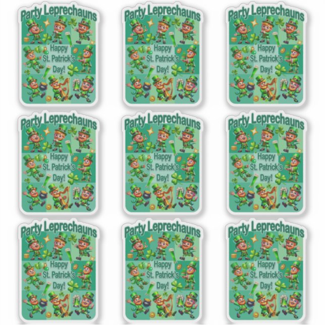 St. Patrick's Day Fun Adorable "Party Leprechauns" Aufkleber (Vorderseite)