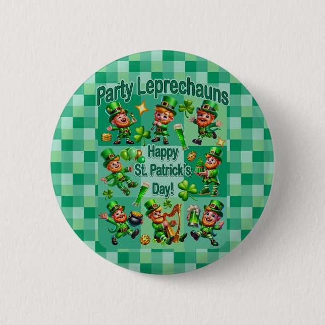 St. Patrick's Day Fun Adorable "Party Leprechauns" Button (Vorderseite)