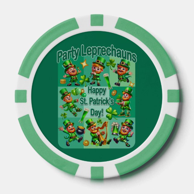 St. Patrick's Day Fun Adorable "Party Leprechauns" Pokerchips (Vorderseite)