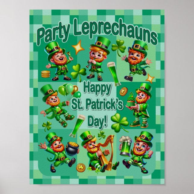 St. Patrick's Day Fun Adorable "Party Leprechauns" Poster (Vorne)