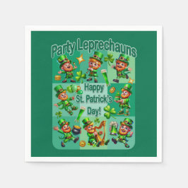 St. Patrick's Day Fun Adorable "Party Leprechauns" Serviette