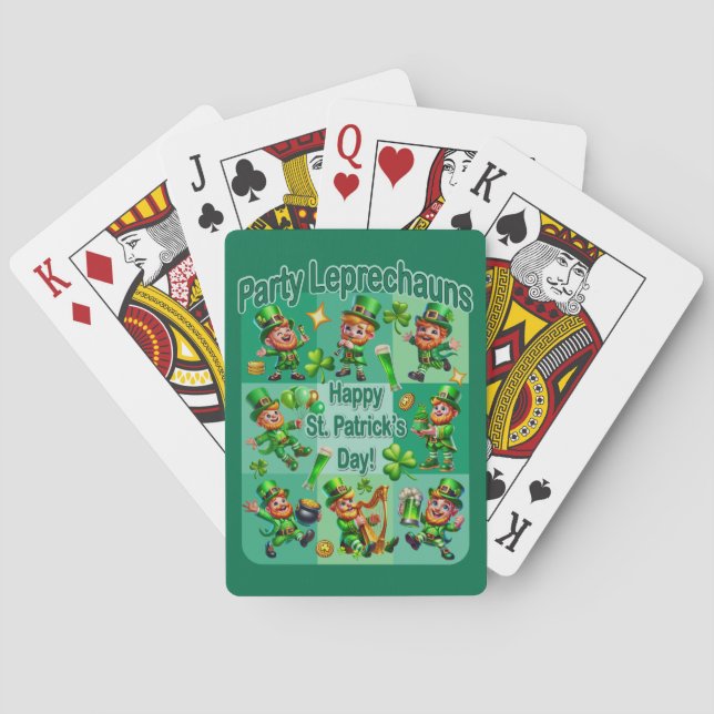 St. Patrick's Day Fun Adorable "Party Leprechauns" Spielkarten (Rückseite)