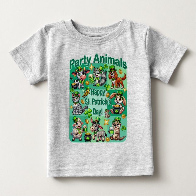 St. Patrick's Day Fun und Adorable "Party Animals" Baby T-shirt (Vorderseite)