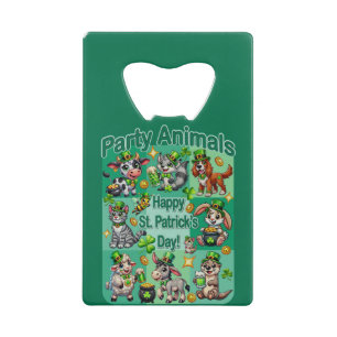 St. Patrick's Day Fun und Adorable "Party Animals" Geldbeutel Flaschenöffner