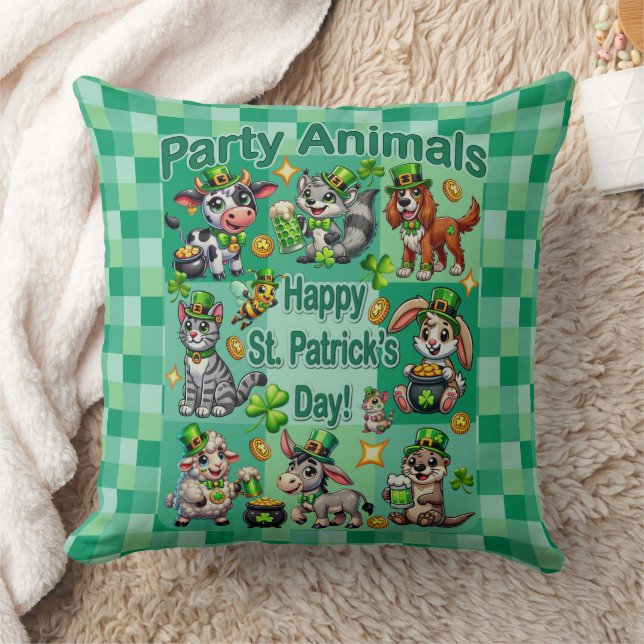 St. Patrick's Day Fun und Adorable "Party Animals" Kissen (Decke)