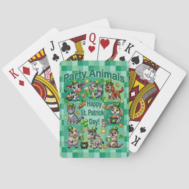 St. Patrick's Day Fun und Adorable "Party Animals" Spielkarten (Rückseite)