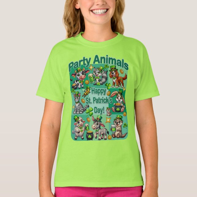 St. Patrick's Day Fun und Adorable "Party Animals" T-Shirt (Vorderseite)