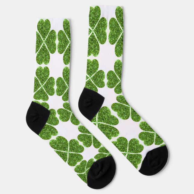 St. Patrick's Day funkeln Glitzer Grün Kleeblätter Socken (Rechts)
