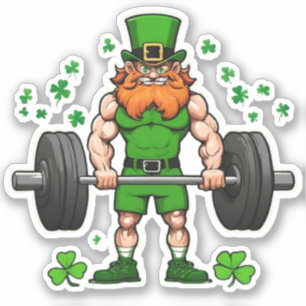 St. Patrick's Day Funny Leprechaun Barbell Gym Aufkleber