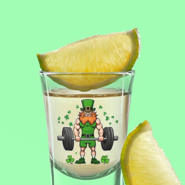 St. Patrick's Day Funny Leprechaun Barbell Gym Schnapsglas (Funny Leprechaun St. Patrick's Day Barbell Gym Fitness Swole Shot glass )