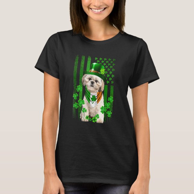 St Patrick's Day Funny Leprechaun Shih Tzu T-Shirt (Vorderseite)