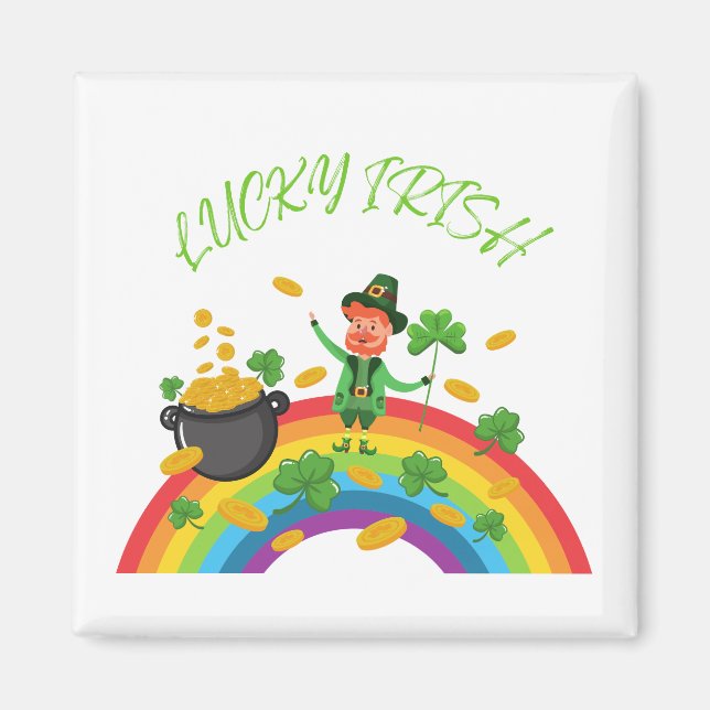 St Patricks Day - Funny Lucky Irish Leprechaun Magnet (Vorne)